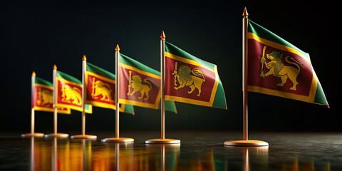 Sri Lanka Miniature Flags on Black Background - Patriotism, Food Photography Concept