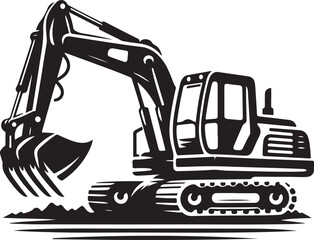 excavator machine with victor design isolated on the block and white.