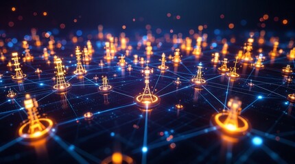 Glowing communication tower network background