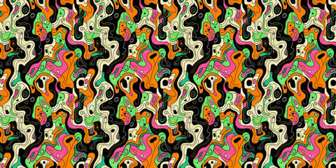 Fototapeta premium Cartoon hand-drawn doodles on the subject of summer holidays theme seamless pattern