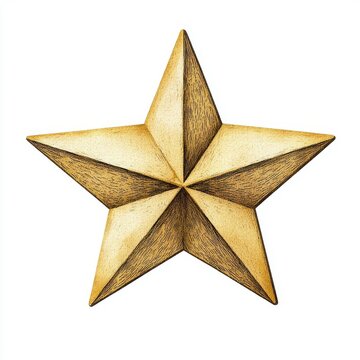 recommend clip art: Detailed Gold Five Pointed Star Illustration On White