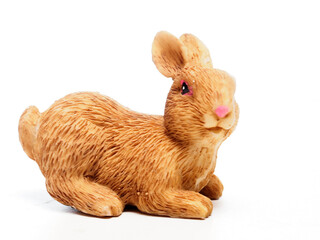Antique Easter figurine depicting a lying rabbit, Germany, circa 1960s - 1970s, seen displaed.