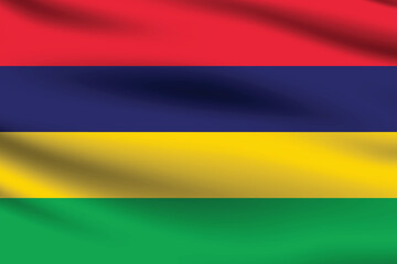 Mauritius flag official colors and proportion digital vector illustration. Pleated flag.
