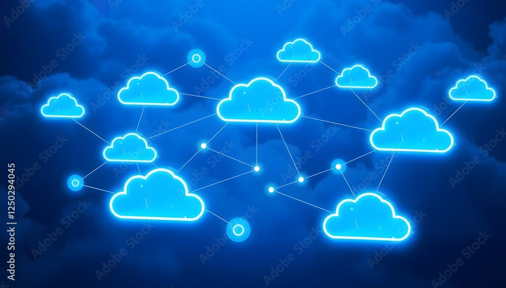 Aufkleber blue cloud network: visualizing the digital web of connectivity