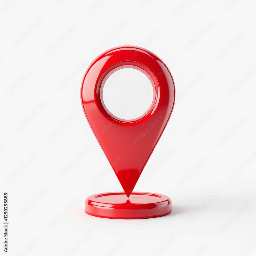 Fototapete red location pin pointer on white background for maps and navigation