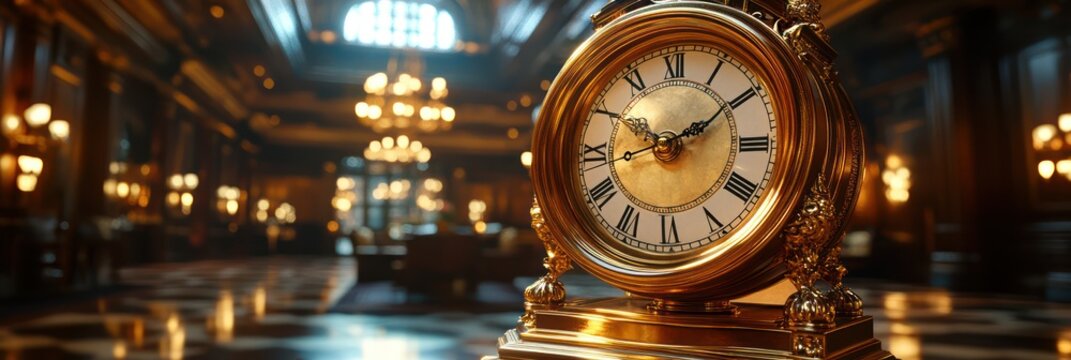 Antique Clock in Luxurious Hall