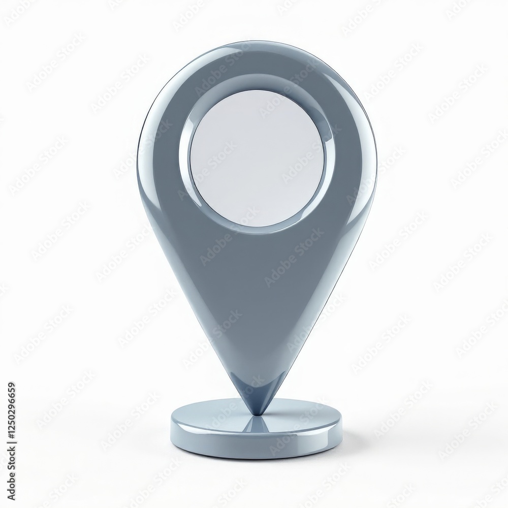 Poster isolated grey location pin icon on white background for mapping applications