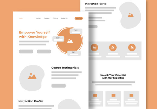 Online Course Wireframe Layout Design