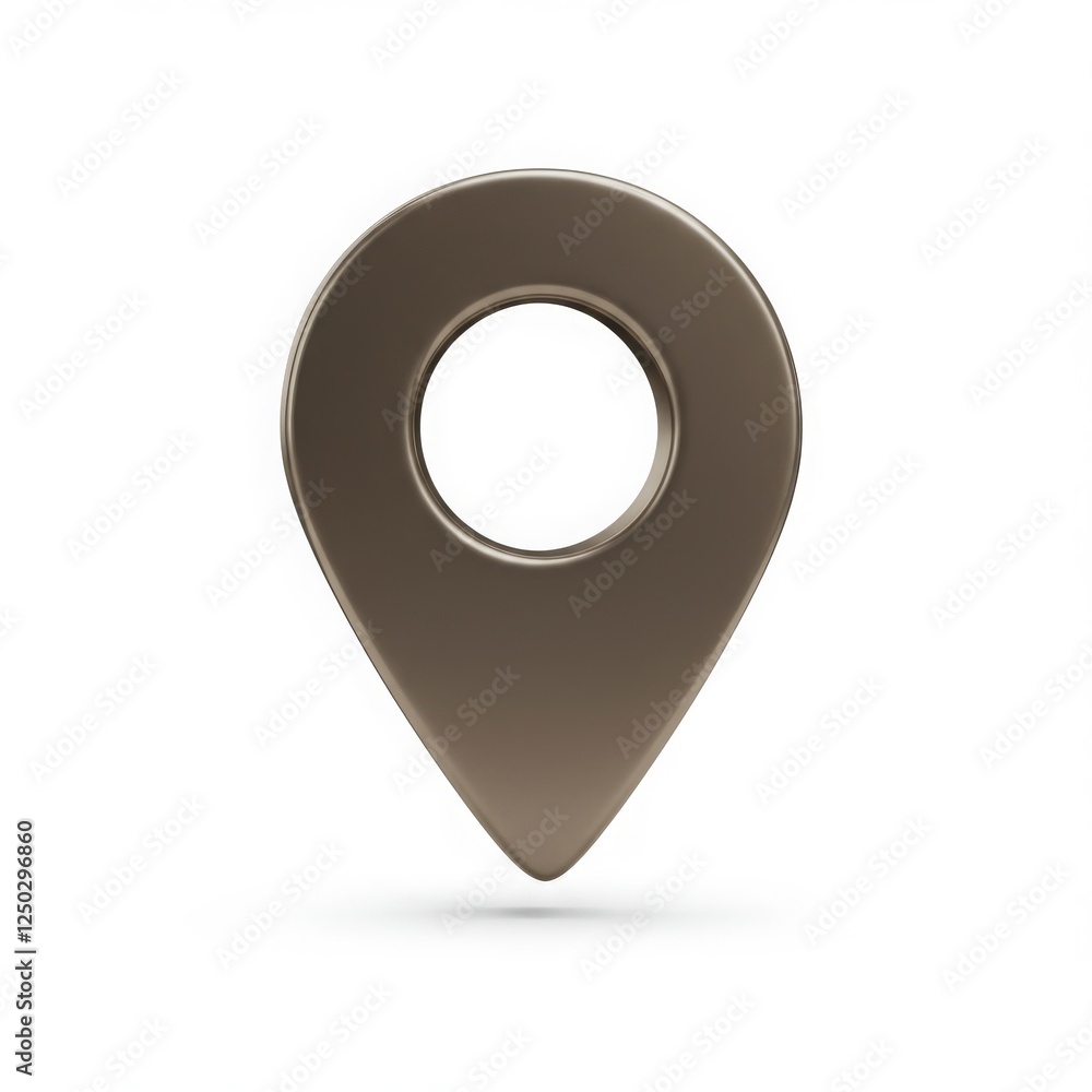 Poster stylized bronze map pointer on white background for location services