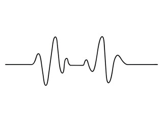 Continuous line representing a heartbeat outline vector art illustration