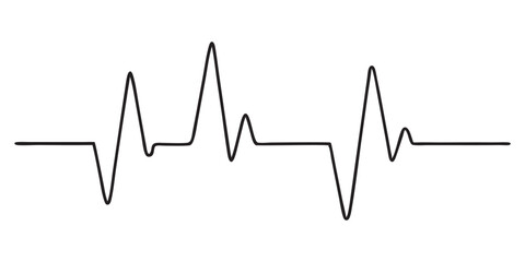Continuous line representing a heartbeat outline vector art illustration