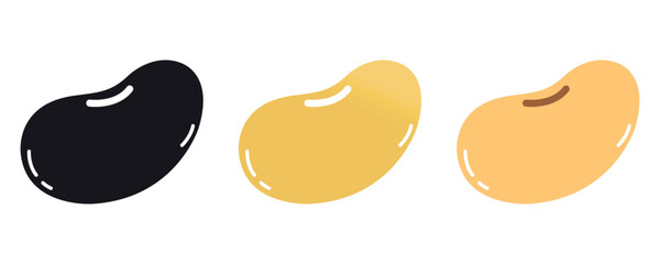 Soybean icons vector, soybean in yellow color, soybean silhouette vectors isolated on white background.