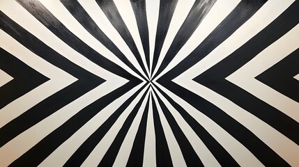 Striking Monochrome Abstract Pattern with Converging Geometric Rays