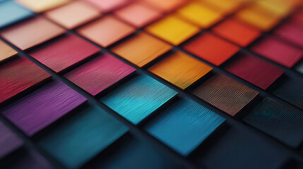 Futuristic digital color palette with vibrant hues and textures, showcasing range of colors from warm to cool tones, ideal for design inspiration and creativity