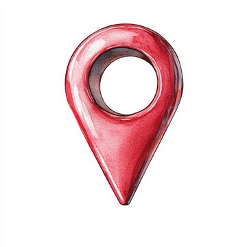 Glossy Red Watercolor Location Pin Illustration