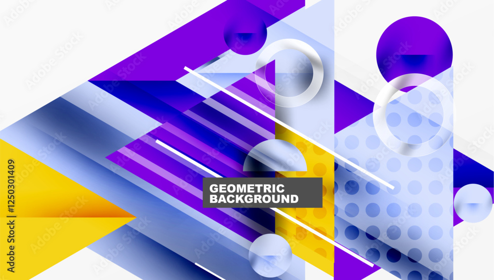 Poster modern geometric background - overlapping triangles with smooth gradients and semi-transparency