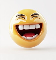 Fototapeta premium 3D laughing emoji, joyful expression, cartoon character