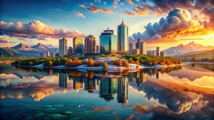 Surreal Yekaterinburg Landscape: Dreamlike Ural Mountains Cityscape