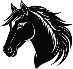 Horse head icon, unicorn head silhouette vector, horse head logo 