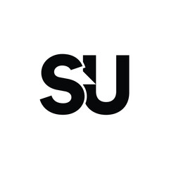 SU monogram logo design letter text name symbol monochrome logotype alphabet character simple logo