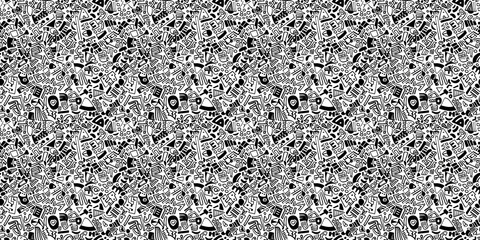 Cartoon hand-drawn doodles on the subject of summer holidays theme seamless pattern