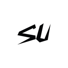 SU monogram logo design letter text name symbol monochrome logotype alphabet character simple logo