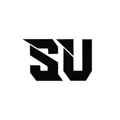 SU monogram logo design letter text name symbol monochrome logotype alphabet character simple logo