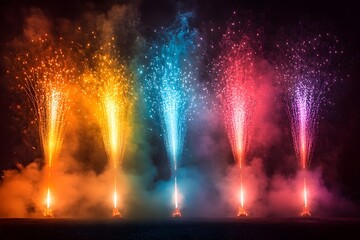 Stunning Fireworks Display Lighting Up the Night Sky with Vibrant Bursts of Color and Sparks