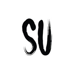 SU monogram logo design letter text name symbol monochrome logotype alphabet character simple logo