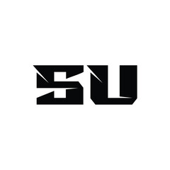 SU monogram logo design letter text name symbol monochrome logotype alphabet character simple logo