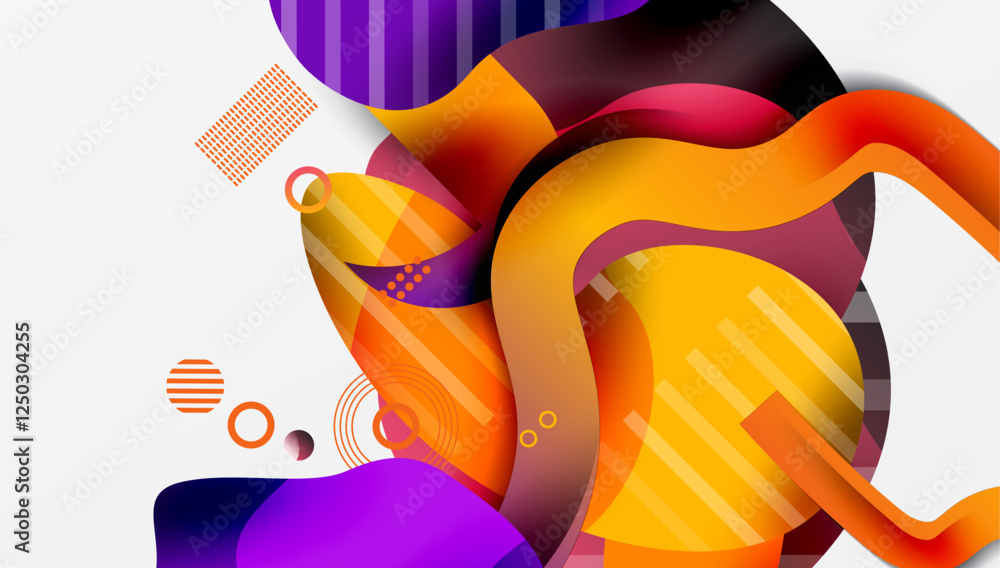 Poster abstract background - lines circles and liquid shapes