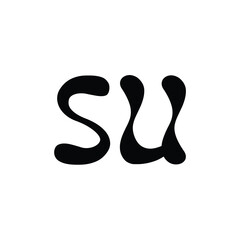 SU monogram logo design letter text name symbol monochrome logotype alphabet character simple logo