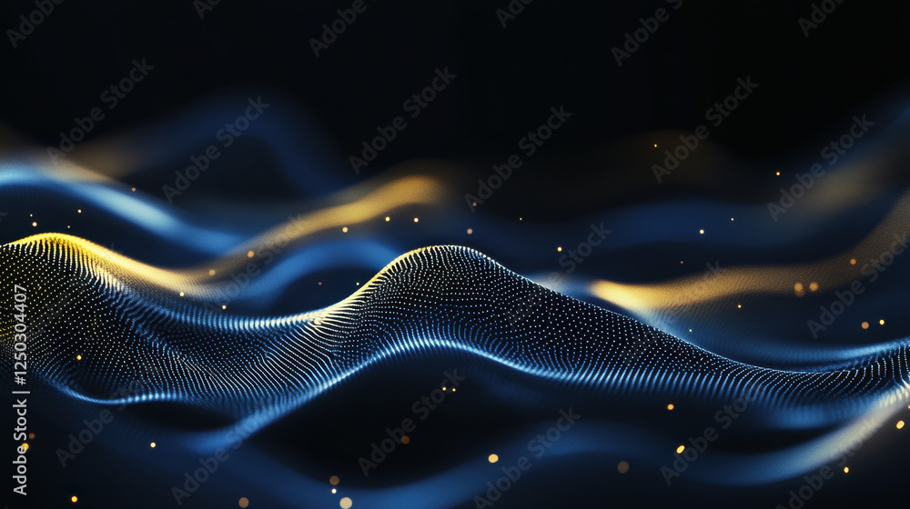Poster abstract digital background with glowing dots and lines forming an interconnected network