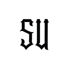 SU monogram logo design letter text name symbol monochrome logotype alphabet character simple logo