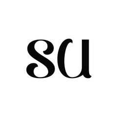 SU monogram logo design letter text name symbol monochrome logotype alphabet character simple logo