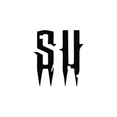 SU monogram logo design letter text name symbol monochrome logotype alphabet character simple logo