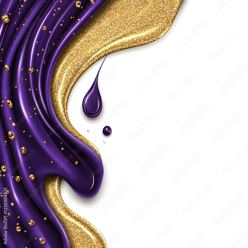 Poster vibrant flowing paint texture with gold and deep purple swirls creating an abstract art background f