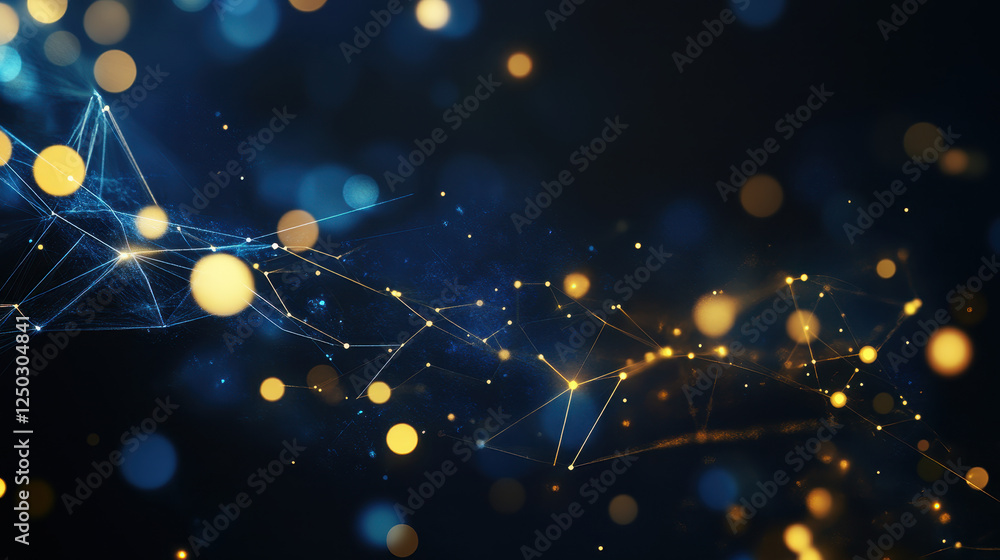 Poster abstract digital background with glowing dots and lines forming an interconnected network