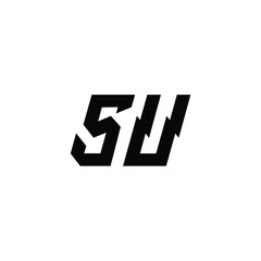 SU monogram logo design letter text name symbol monochrome logotype alphabet character simple logo