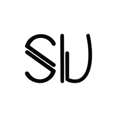 SU monogram logo design letter text name symbol monochrome logotype alphabet character simple logo