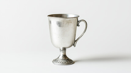 vintage silver cup with decorative handle and base, perfect for display