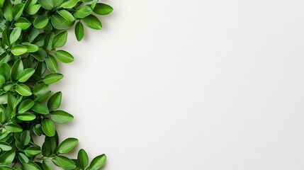 Fototapeta premium Lush Green Foliage Border on White Background