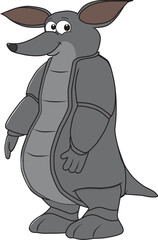 Cartoon of a funny armadillo smiling
