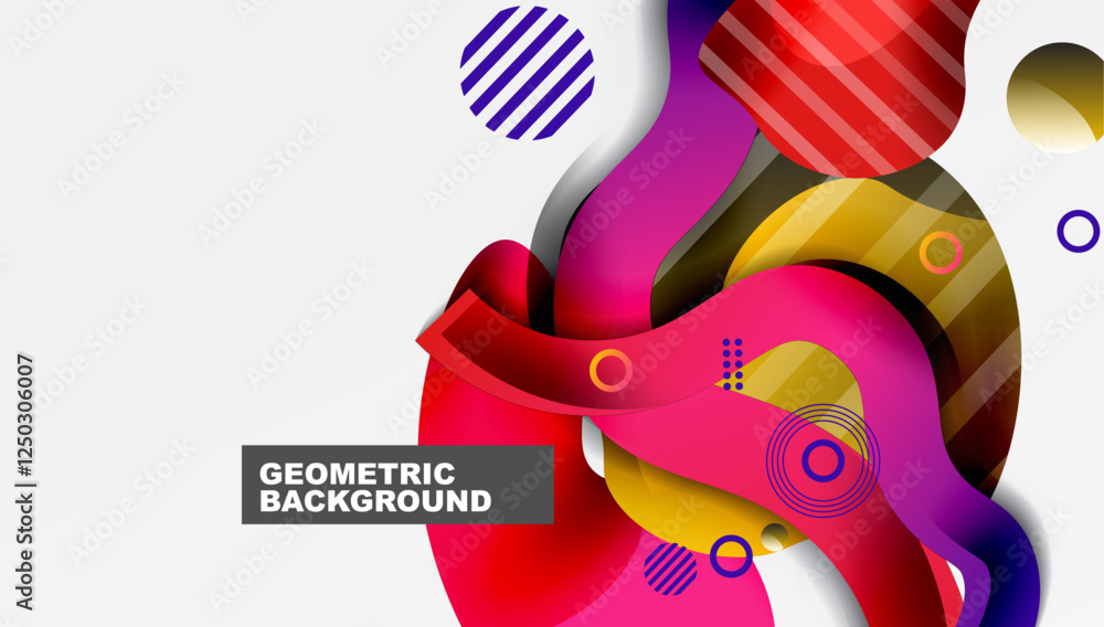 Poster abstract background - lines circles and liquid shapes