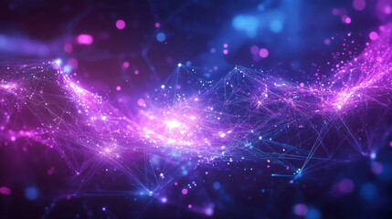 Obraz premium Blue-purple emitting technology particles