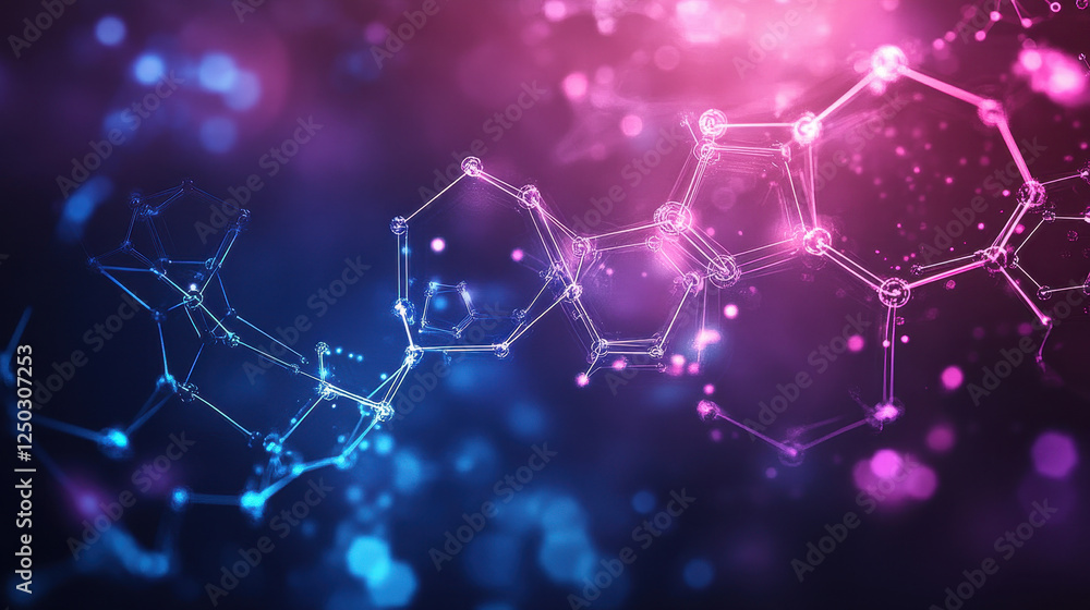 Poster abstract futuristic background with hexagons and glowing connections, a digital technology concept f