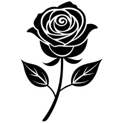 Rose vector silhouette icon illustration 