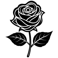 Rose vector silhouette icon illustration 