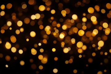 Obraz premium Defocused golden bokeh lights creating a warm and elegant blurred background. The glowing abstract circles add a festive and creative atmosphere. Ai generative