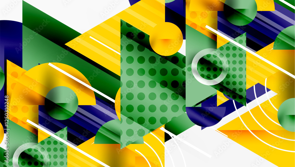Fototapete Sleek abstract background - layered triangles with vibrant gradient tones. Semi-transparent shapes add depth and contemporary aesthetic